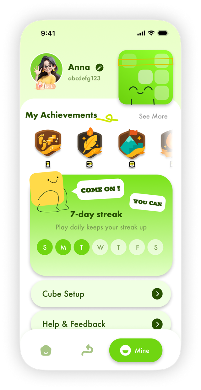LiberCube player profile and growth system